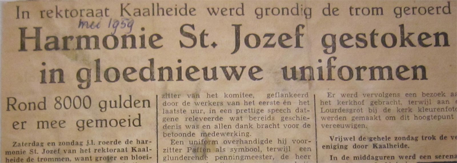 Krantenknipsel: Harmonie St. Jozef gestoken in gloednieuwe uniformen