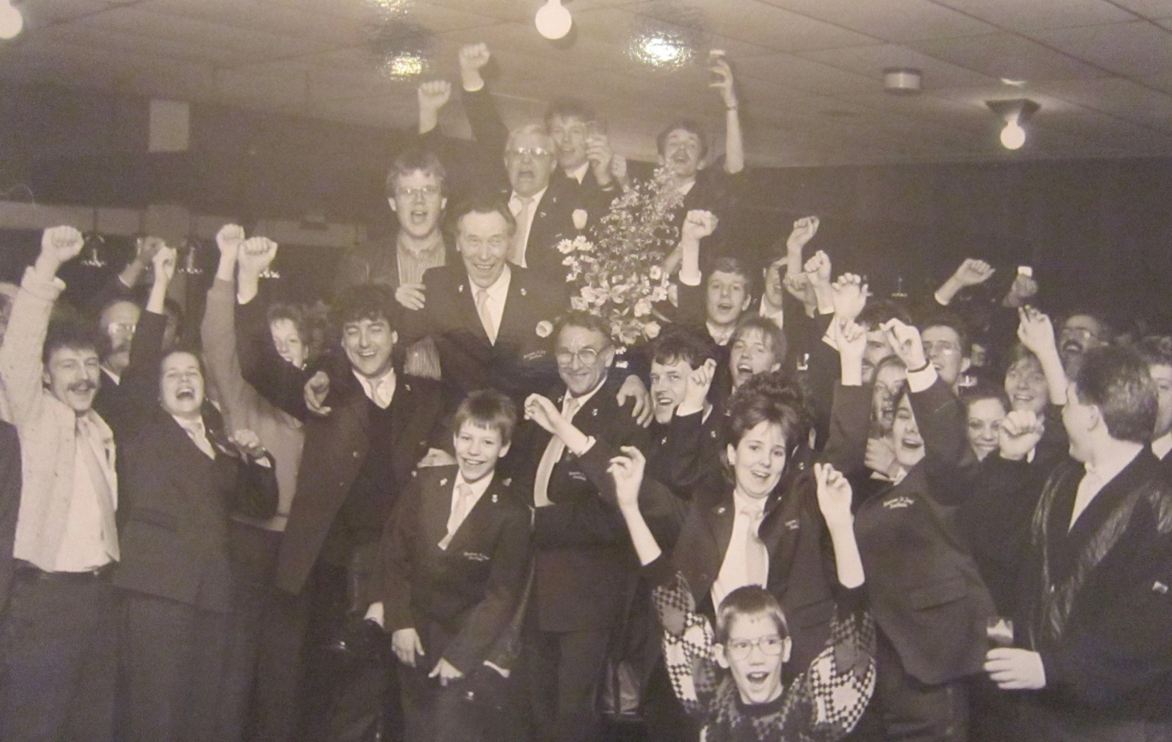 Uitgelaten huldiging na de derde landstitel op rij, 1987