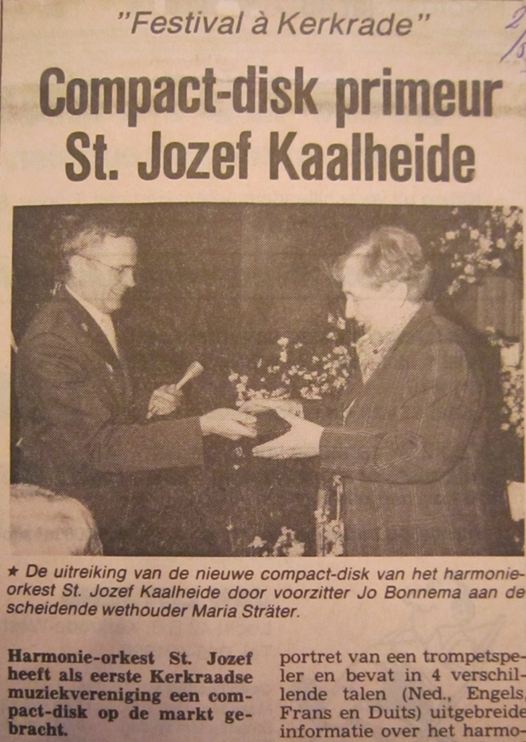 Krantenknipsel: Compact-disk primeur St. Jozef Kaalheide